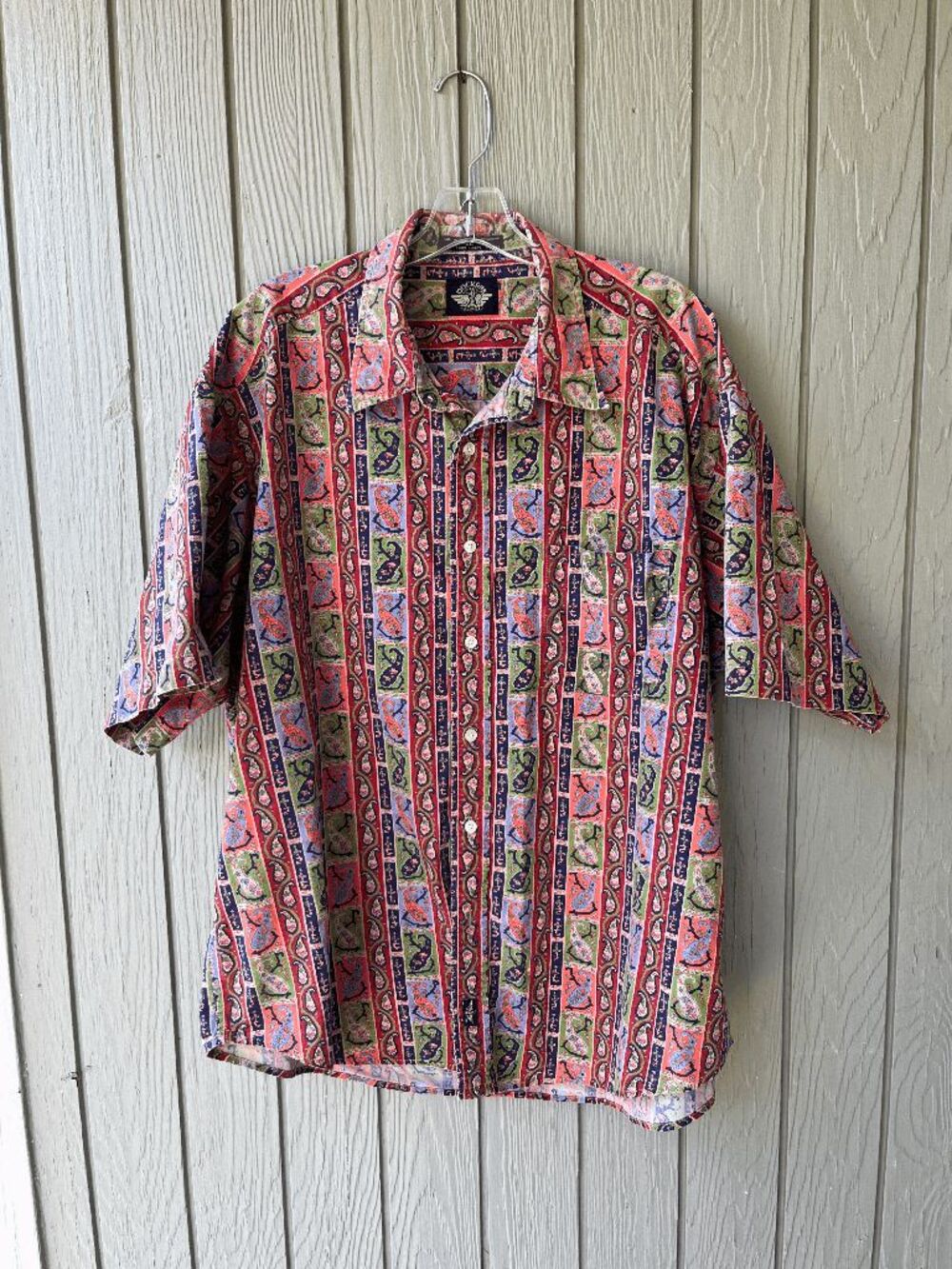 VTG Dockers XL 100% Cotton Paisley Stripe Short Sleeve Button Down Shirt